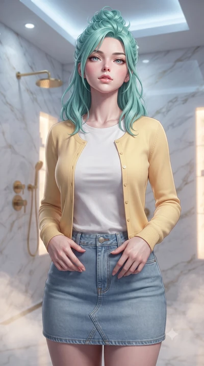 score_9, masterpiece, best quality, ultra-detailed, high-budget anime keyframe, editorial fashion photography, tasteful artistic composition, Japanese woman woman. close-up cowboy shot from the waist and thighs up, the character dominates the composi