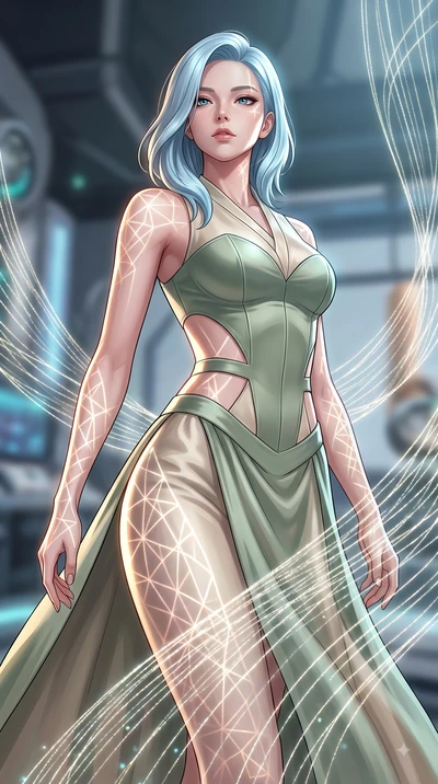 score_9, masterpiece, best quality, ultra-detailed, high-budget anime keyframe, editorial fashion photography, tasteful artistic composition, Korean woman. close-up cowboy shot from the waist and thighs up, the character dominates the composition, fi