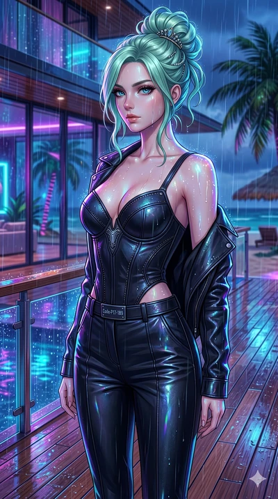 score_9, masterpiece, best quality, ultra-detailed, high-budget anime keyframe, editorial fashion photography, tasteful artistic composition, Japanese woman. cowboy shot from the thighs up, character and outfit filling the frame for maximum editorial