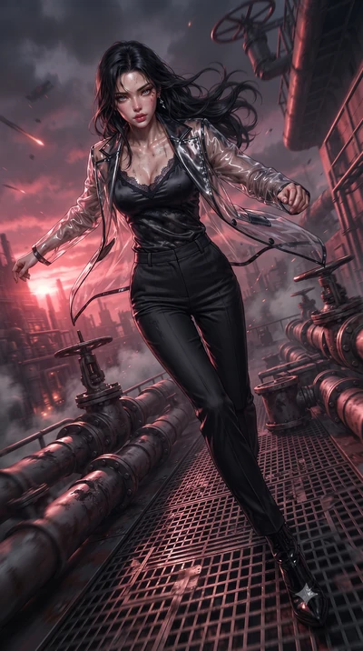 score_9, masterpiece, best quality, ultra-detailed, high-budget anime keyframe, editorial fashion photography, tasteful artistic composition, realistic cosplay photography, Korean woman. low angle full-body shot from head to toe showing her feet, fil