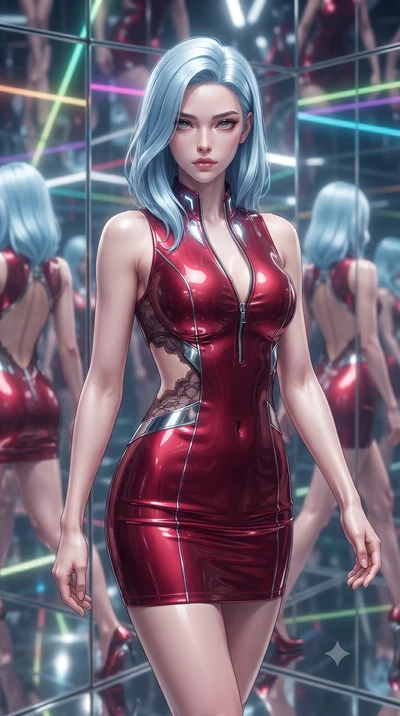 score_9, masterpiece, best quality, ultra-detailed, high-budget anime keyframe, editorial fashion photography, tasteful artistic composition, Korean woman. close-up cowboy shot from the waist and thighs up, the character dominates the composition, fi