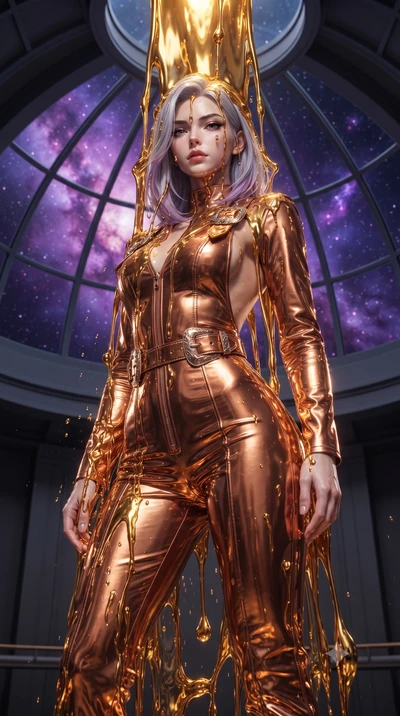 score_9, masterpiece, best quality, ultra-detailed, High-budget Anime Keyframe, editorial fashion photography, tasteful artistic composition, realistic cosplay photography, Caucasian woman, strictly human ears. Low angle cowboy shot filling the entir
