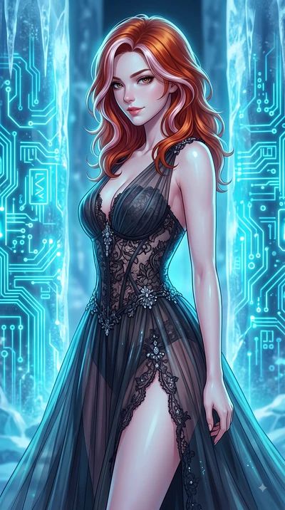 score_9, masterpiece, best quality, ultra-detailed, high-budget anime keyframe, editorial fashion photography, tasteful artistic composition, Caucasian woman woman. close-up cowboy shot from the waist and thighs up, the character dominates the compos