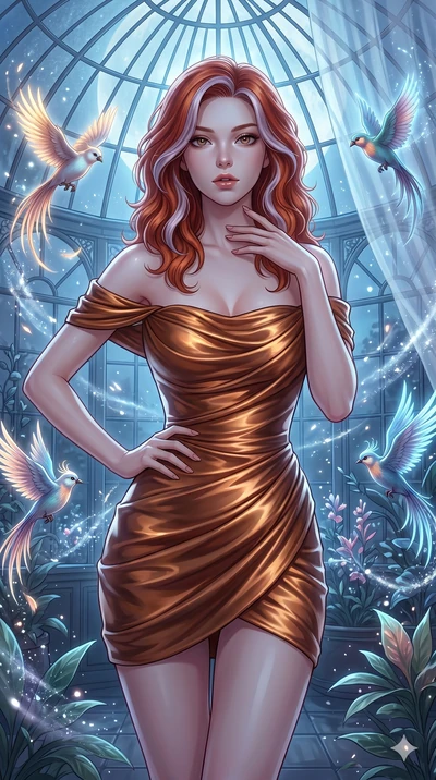 score_9, masterpiece, best quality, ultra-detailed, high-budget anime keyframe, editorial fashion photography, tasteful artistic composition, Caucasian woman, strictly human ears. cowboy shot from the thighs up, character and outfit filling the frame