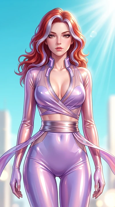 score_9, masterpiece, best quality, ultra-detailed, high-budget anime keyframe, semi-realistic 3D game render, editorial fashion photography, tasteful artistic composition, Caucasian woman. close-up cowboy shot from the waist and thighs up, the chara