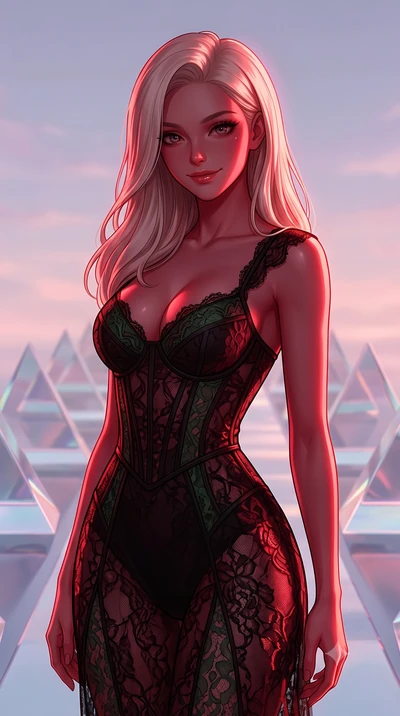 score_9, masterpiece, best quality, ultra-detailed, high-budget anime keyframe, editorial fashion photography, tasteful artistic composition, Caucasian woman, strictly human ears. close-up cowboy shot from the waist and thighs up, the character domin