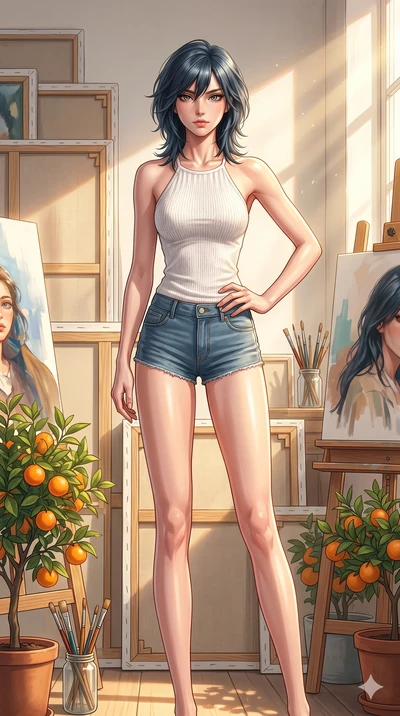 score_9, masterpiece, best quality, ultra-detailed, high-budget anime keyframe, editorial fashion photography, tasteful artistic composition, Caucasian woman, strictly human ears. cowboy shot from the thighs up, character and outfit filling the frame
