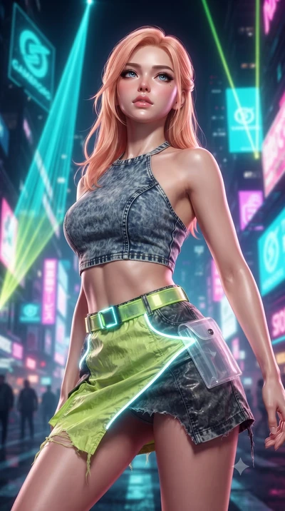 score_9, masterpiece, best quality, ultra-detailed, high-budget anime keyframe, editorial fashion photography, tasteful artistic composition, Japanese woman. close-up cowboy shot from the waist and thighs up, the character dominates the composition, 