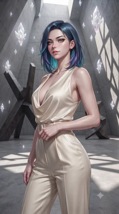 score_9, masterpiece, best quality, ultra-detailed, high-budget anime keyframe, editorial fashion photography, tasteful artistic composition, Caucasian woman, strictly human ears. close-up cowboy shot from the waist and thighs up, the character domin