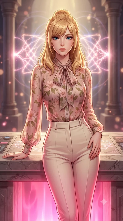 score_9, masterpiece, best quality, ultra-detailed, high-budget anime keyframe, editorial fashion photography, tasteful artistic composition, Caucasian woman, strictly human ears. close-up cowboy shot from the waist and thighs up, the character domin