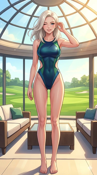 score_9, masterpiece, best quality, ultra-detailed, high-budget anime keyframe, vibrant anime aesthetic, Caucasian woman, strictly human ears. cowboy shot from the thighs up, character and outfit filling the frame for maximum presence. She is standin