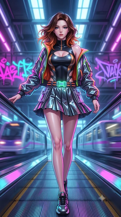score_9, masterpiece, best quality, ultra-detailed, high-budget anime keyframe, semi-realistic 3D game render, editorial fashion photography, tasteful artistic composition, Korean woman. low angle full-body shot from head to toe showing her feet, fil