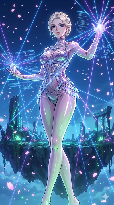 score_9, masterpiece, best quality, ultra-detailed, High-budget Anime Keyframe, vibrant colors, fluid line-art, expressive lighting, cinematic composition, Ufotable-style visual effects, top-tier animation quality, Caucasian woman with pale skin, blo