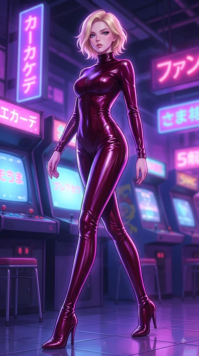 score_9, masterpiece, best quality, ultra-detailed, high-budget anime keyframe, editorial fashion photography, tasteful artistic composition, Caucasian woman woman. low angle full-body shot from head to toe showing her feet, filling the entire 9:16 v