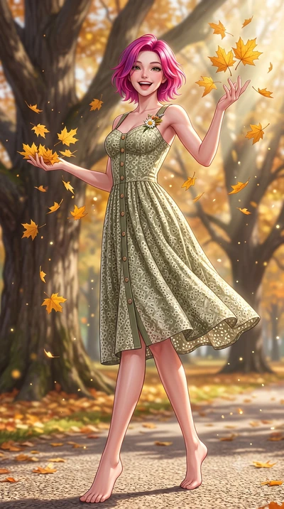 score_9, masterpiece, best quality, ultra-detailed, high-budget anime keyframe, semi-realistic 3D game render, editorial fashion photography, tasteful artistic composition, Caucasian woman. low angle full-body shot from head to toe showing her feet, 