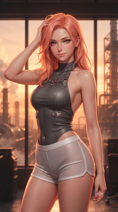 score_9, masterpiece, best quality, ultra-detailed, high-budget anime keyframe, editorial fashion photography, tasteful artistic composition, Japanese woman. close-up cowboy shot from the waist and thighs up, the character dominates the composition, 