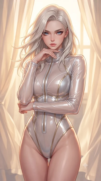 score_9, masterpiece, best quality, ultra-detailed, high-budget anime keyframe, editorial fashion photography, tasteful artistic composition, Caucasian woman. close-up cowboy shot from the waist and thighs up, the character dominates the composition,