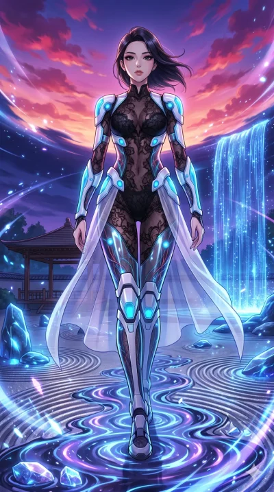 score_9, masterpiece, best quality, ultra-detailed, High-budget Anime Keyframe, vibrant colors, fluid line-art, expressive lighting, cinematic composition, Ufotable-style visual effects, top-tier animation quality, Korean woman with idol-like refined