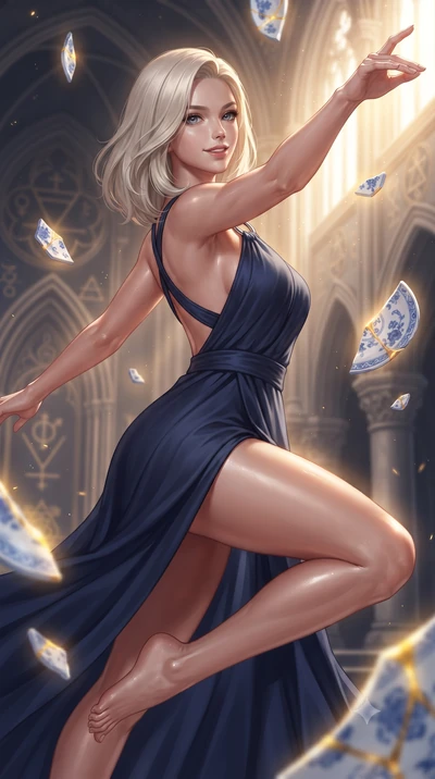 score_9, masterpiece, best quality, ultra-detailed, high-budget anime keyframe, editorial fashion photography, tasteful artistic composition, Caucasian woman. close-up cowboy shot from the waist and thighs up, the character dominates the composition,