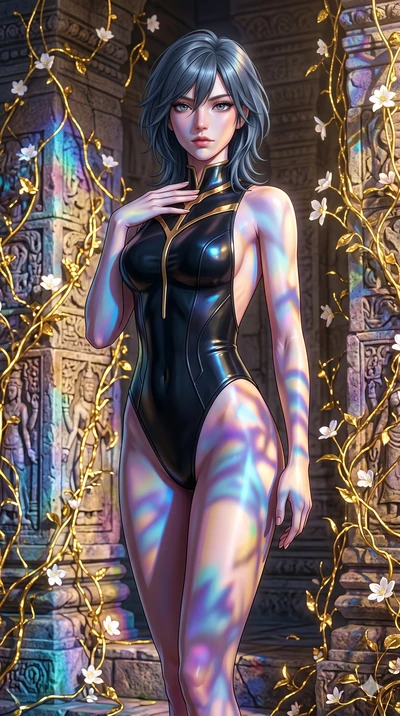 score_9, masterpiece, best quality, ultra-detailed, high-budget anime keyframe, editorial fashion photography, tasteful artistic composition, Caucasian woman, strictly human ears. cowboy shot from the thighs up, character and outfit filling the frame