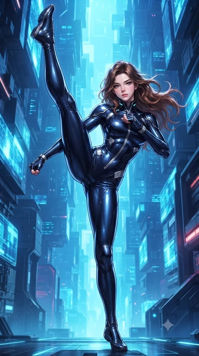 score_9, masterpiece, best quality, ultra-detailed, high-budget anime keyframe, editorial fashion photography, tasteful artistic composition, Korean woman. low angle full-body shot from head to toe showing her feet, filling the entire 9:16 vertical f