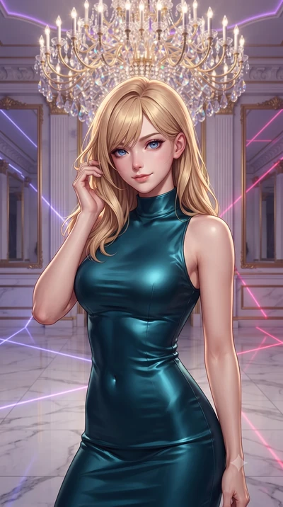 score_9, masterpiece, best quality, ultra-detailed, high-budget anime keyframe, editorial fashion photography, tasteful artistic composition, Caucasian woman, strictly human ears. close-up cowboy shot from the waist and thighs up, the character domin