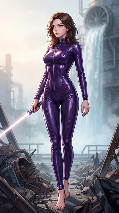 score_9, masterpiece, best quality, ultra-detailed, high-budget anime keyframe, editorial fashion photography, tasteful artistic composition, Korean woman. low angle full-body shot from head to toe showing her feet, filling the entire 9:16 vertical f
