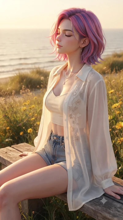 score_9, masterpiece, best quality, ultra-detailed, high-budget anime keyframe, editorial fashion photography, tasteful artistic composition, Caucasian woman woman. close-up cowboy shot from the waist and thighs up, the character dominates the compos