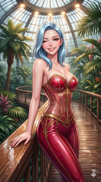 score_9, masterpiece, best quality, ultra-detailed, high-budget anime keyframe, vibrant anime aesthetic, Korean woman. close-up cowboy shot from the waist and thighs up, the character dominates the composition, filling the frame with her large presen