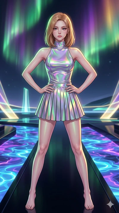 score_9, masterpiece, best quality, ultra-detailed, high-budget anime keyframe, editorial fashion photography, tasteful artistic composition, Korean woman. cowboy shot from the thighs up, character and outfit filling the frame for maximum editorial p