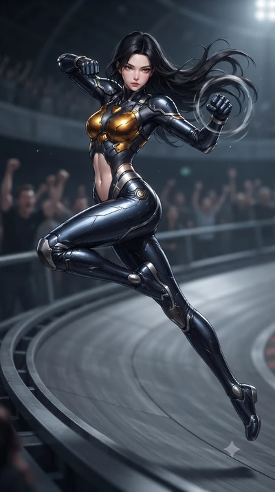 score_9, masterpiece, best quality, ultra-detailed, high-budget anime keyframe, editorial fashion photography, tasteful artistic composition, Korean woman. low angle full-body shot from head to toe showing her feet, filling the entire 9:16 vertical f
