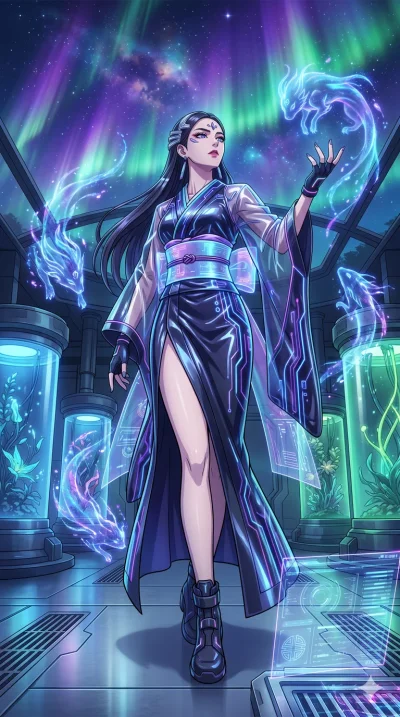 score_9, masterpiece, best quality, ultra-detailed, High-budget Anime Keyframe, vibrant colors, fluid line-art, expressive lighting, cinematic composition, Ufotable-style visual effects, top-tier animation quality, Korean woman with idol-like refined