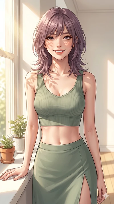 score_9, masterpiece, best quality, ultra-detailed, high-budget anime keyframe, editorial fashion photography, tasteful artistic composition, Japanese woman. cowboy shot from the thighs up, character and outfit filling the frame for maximum editorial
