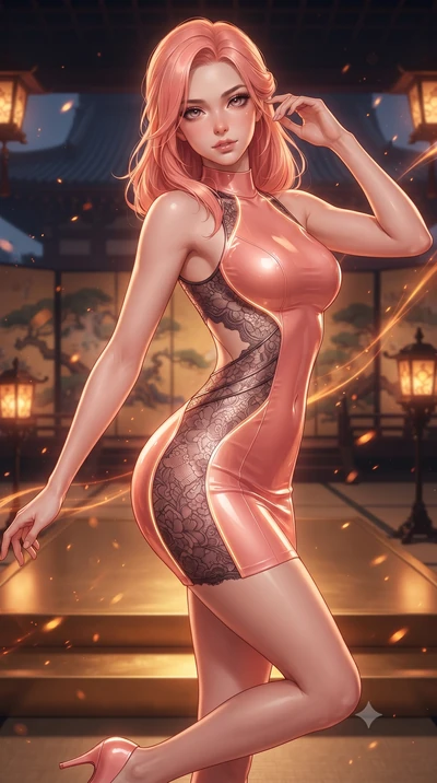 score_9, masterpiece, best quality, ultra-detailed, high-budget anime keyframe, editorial fashion photography, tasteful artistic composition, Japanese woman. close-up cowboy shot from the waist and thighs up, the character dominates the composition, 