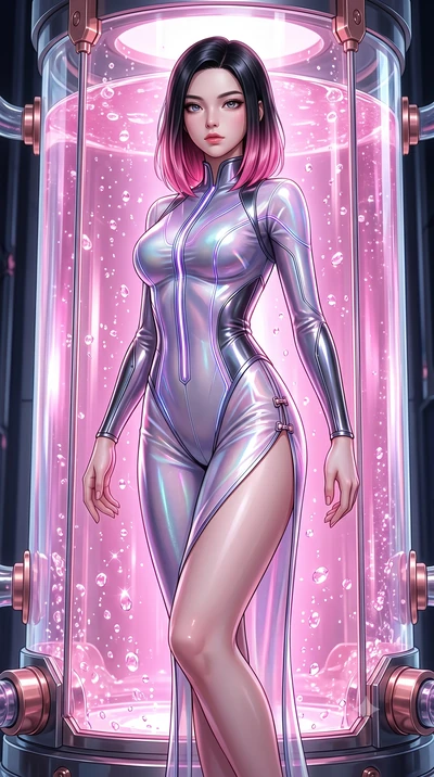 score_9, masterpiece, best quality, ultra-detailed, high-budget anime keyframe, editorial fashion photography, tasteful artistic composition, Korean woman. close-up cowboy shot from the waist and thighs up, the character dominates the composition, fi