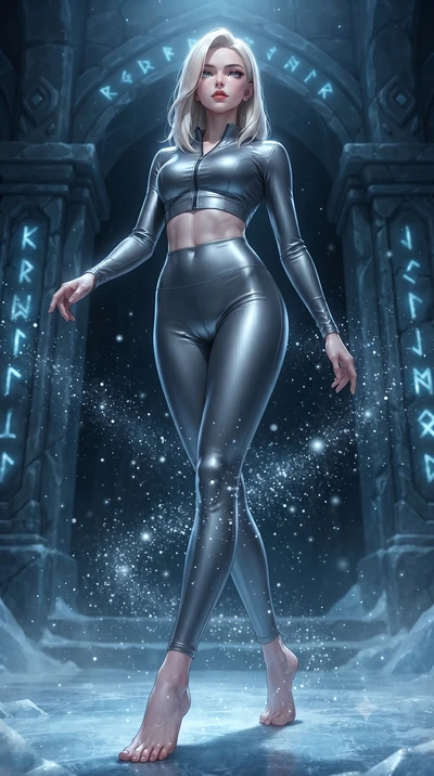 score_9, masterpiece, best quality, ultra-detailed, high-budget anime keyframe, editorial fashion photography, tasteful artistic composition, Caucasian woman. low angle full-body shot from head to toe showing her feet, filling the entire 9:16 vertica