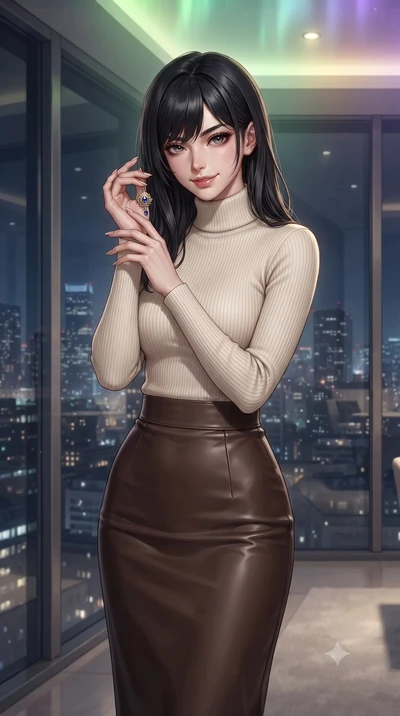 score_9, masterpiece, best quality, ultra-detailed, high-budget anime keyframe, editorial fashion photography, tasteful artistic composition, Caucasian woman, strictly human ears. close-up cowboy shot from the waist and thighs up, the character domin