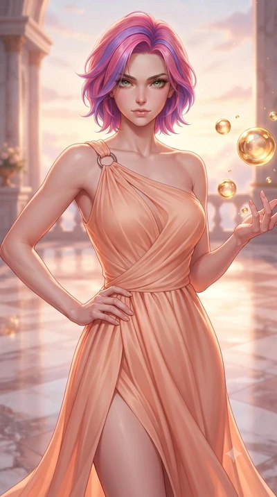 score_9, masterpiece, best quality, ultra-detailed, high-budget anime keyframe, editorial fashion photography, tasteful artistic composition, Caucasian woman. close-up cowboy shot from the waist and thighs up, the character dominates the composition,