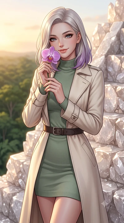 score_9, masterpiece, best quality, ultra-detailed, high-budget anime keyframe, editorial fashion photography, tasteful artistic composition, Caucasian woman, strictly human ears. close-up cowboy shot from the waist and thighs up, the character domin