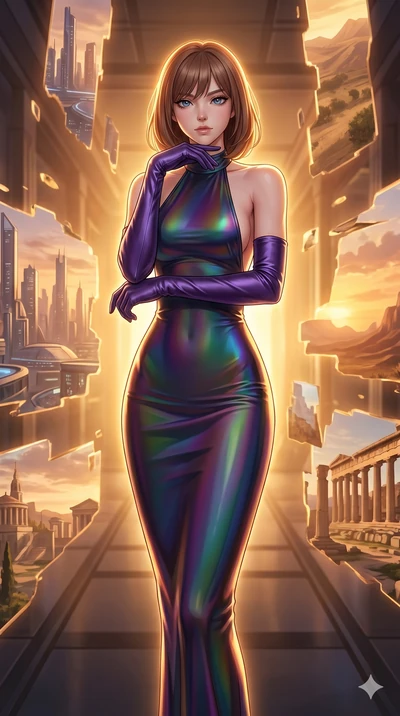score_9, masterpiece, best quality, ultra-detailed, high-budget anime keyframe, editorial fashion photography, tasteful artistic composition, Caucasian woman, strictly human ears. cowboy shot from the thighs up, character and outfit filling the frame