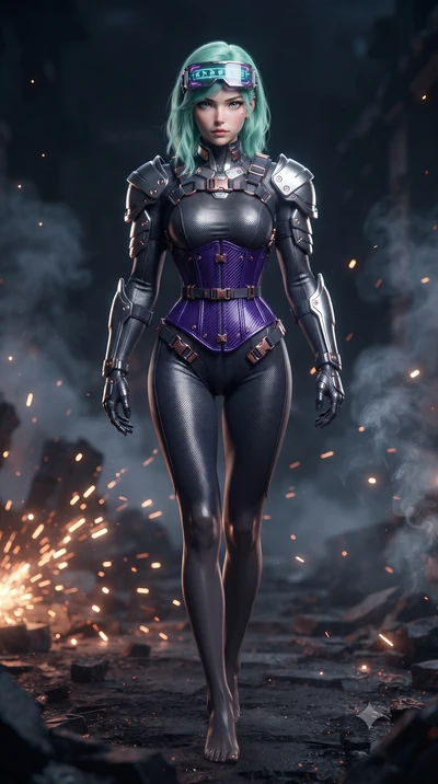 score_9, masterpiece, best quality, ultra-detailed, high-budget anime keyframe, editorial fashion photography, tasteful artistic composition, Japanese woman. low angle full-body shot from head to toe showing her feet, filling the entire 9:16 vertical