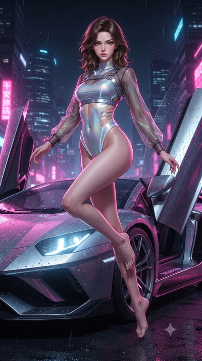 score_9, masterpiece, best quality, ultra-detailed, high-budget anime keyframe, editorial fashion photography, tasteful artistic composition, Korean woman. low angle full-body shot from head to toe showing her feet, filling the entire 9:16 vertical f