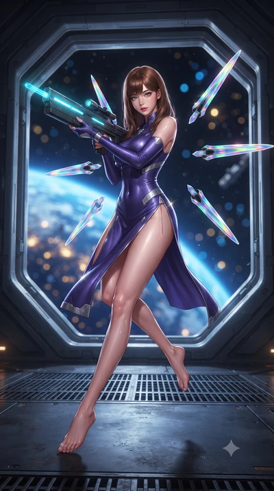 score_9, masterpiece, best quality, ultra-detailed, high-budget anime keyframe, editorial fashion photography, tasteful artistic composition, Korean woman. low angle full-body shot from head to toe showing her feet, filling the entire 9:16 vertical f