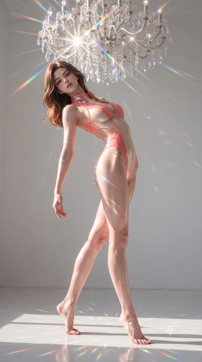 score_9, masterpiece, best quality, ultra-detailed, high-budget anime keyframe, editorial fashion photography, tasteful artistic composition, Korean woman. low angle full-body shot from head to toe showing her feet, filling the entire 9:16 vertical f