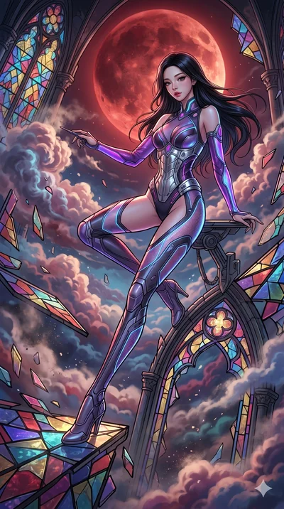score_9, masterpiece, best quality, ultra-detailed, high-budget anime movie keyframe, cinematic anime lighting, intricate line art, Japanese woman. Dynamic full-body shot stretching the vertical silhouette across the 9:16 frame. navigating a sea of c