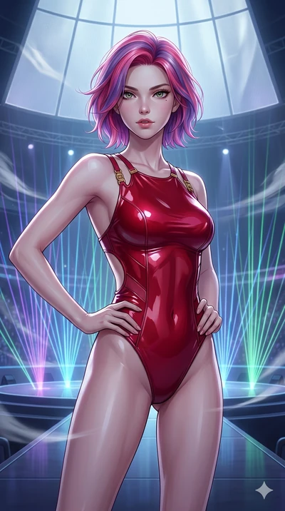 score_9, masterpiece, best quality, ultra-detailed, high-budget anime keyframe, editorial fashion photography, tasteful artistic composition, Caucasian woman, strictly human ears. cowboy shot from the thighs up, character and outfit filling the frame