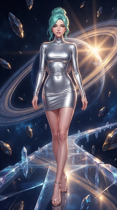 score_9, masterpiece, best quality, ultra-detailed, high-budget anime keyframe, editorial fashion photography, tasteful artistic composition, Japanese woman. low angle full-body shot from head to toe showing her feet, filling the entire 9:16 vertical