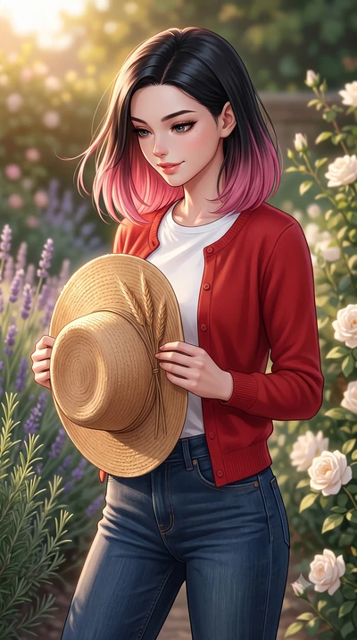 score_9, masterpiece, best quality, ultra-detailed, high-budget anime keyframe, editorial fashion photography, tasteful artistic composition, Korean woman woman. close-up cowboy shot from the waist and thighs up, the character dominates the compositi