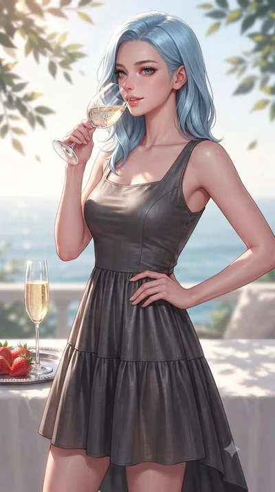 score_9, masterpiece, best quality, ultra-detailed, high-budget anime keyframe, editorial fashion photography, tasteful artistic composition, Korean woman. close-up cowboy shot from the waist and thighs up, the character dominates the composition, fi