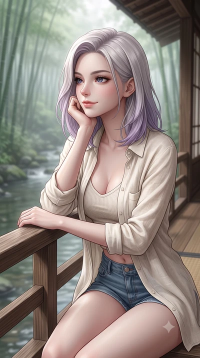 score_9, masterpiece, best quality, ultra-detailed, high-budget anime keyframe, editorial fashion photography, tasteful artistic composition, Caucasian woman woman. close-up cowboy shot from the waist and thighs up, the character dominates the compos